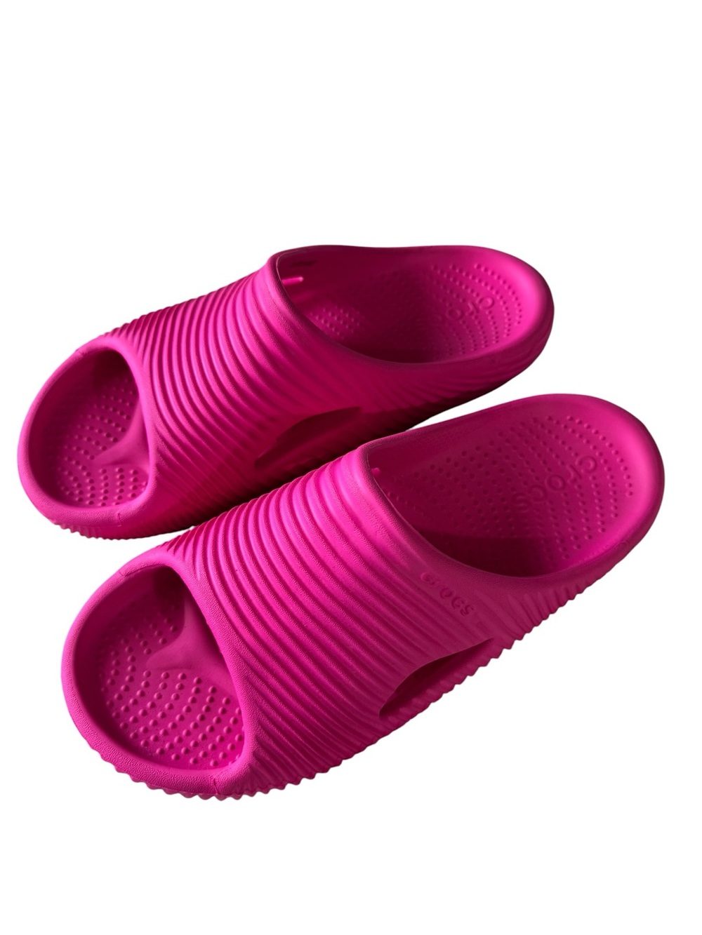 Crocs Mellow Recovery Unisex Pink Crush Logo Slides Sandals